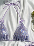 Shiny Pink Bikini 2025 Women Sexy Brozing Tie Bow Strap Push Up Micro Swimsuit Brazilian Bathing Suit Tie Side Triangle Swimwear
