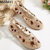 New Summer Women's Lace Flats Shoes Fashion Round Toe Shallow Girls Flower Embroidered Mesh Breathable Soft Sole Single Shoes