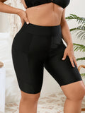 2026 Black Plus Large Big Size Swimsuit Female Only Pants With Pocket Long Knees Swimwear Women Solid Swimming Shorts Swim 5XL
