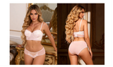 Hot Sale Pink Floral Lace Bra Set for Women Push Up Wirefree Silky Mesh Chiffon Adjustable Straps Back Closure Daily Lingerie