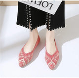 Elegant Leopard Knitted Ballet Flats Woman Pointed Toe Mesh Moccasins Ladies Fashion Walking Loafers Slip-on Soft Driving Shoes