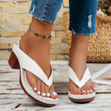Women Open Toe Beach Shoes Woman Footwear  Women's Flip Flops Chunky High Heels OpenToe Block