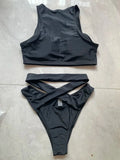 Sexy Mesh Sheer Hollow Out Bikini Female Swimsuit Women Swimwear Two-pieces Bikini Set See Through Bather Bathing Suit Swim Lady