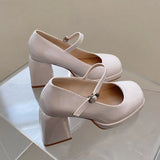 Patent Leather High Heel Mary Jane Shoes Women Elelgant Buckle Strap Platform Pumps Woman Chunky Heels Punk Lolita Shoes Female