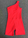 Summer One Shoulder Yoga Short Jumpsuit Women Sexy Cut Out Backless Scrunch Booty One Piece Suit Gym Workout Fitness Clothes