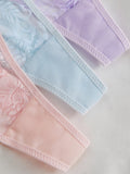 3Pcs/Set Women Sexy Floral Lace Thong Panties Low Waist Hollow Lace Sexy Lingerie Adjustable Thin Strap Underwear