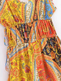 Paisley Print Bohemian Wide Leg Long Pants Jumpsuit Women Summer New Overalls Spaghetti Strap Loose Casual Boho Jumpsuit Tassel