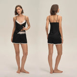 Summer home suspender shorts set casual and comfortable home wear lace women's pajamas