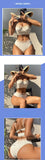 4 Colors Bikini Women Sexy Push Up Swimwear Swimsuit Pit Striped Patchwork High Waist Hollow Back Beach Bikinis Set Bathing Suit