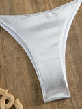 Sexy Shiny Pu Faux Leather Bikini 2025 Women Swimwear Female Swimsuit Two-pieces Bikini set String Bather Bathing Suit Swim Lady
