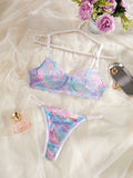 Women's sexy lingerie set with lace thin design and steel ring gathered push up bra comfortable transparent bra set YS024