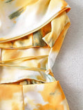 Foridol Waist Cut Out Criss Cross Sexy Summer Tie-dyed Midi Dress Ladies Elegant Beach Boho Slip Long Dress Sleeveless Sundress
