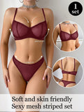 New Fashion Red lace set pretty Underwire set  Party is eye-catching lingerie Set stripe solid color Women set MR2864