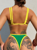 S - XL 2025 Splicing High Cut Bikini Female Swimsuit Women Swimwear Two-pieces Bikini Set Bather Bathing Suit Swim Beach Wear