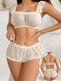 New Fetish Set: Wire-Free Bralette with No Pads 2-Piece Transparent Sexy Outfit for Special Occasions MR2858