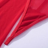 Toucheart 5-Pieces Erotic Lingerie Sexy Hip Skirt For Women Mesh Patchwork Hollow Out See-Through Lure Garters Underwear Suit