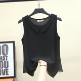 MOYISU New Arrival Summer Plus Size Outside Wear Large Size Doll Collar Loose Sleeveless Chiffon Vest Top Woman