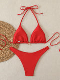 Halter Triangle String Bikinis 2026 Women Sexy Swimsuit Solid Starfish Swimwear Female Bathers Bathing Swimming Swim Suit