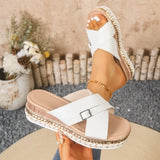 Women Slippers Summer New Open-Toe Sandals Buckle Thick-Soled Shoes Lightweight Platform Slippers