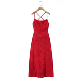 New Style Sexy Slim-fit High-waisted Dress With Back Straps Jacquard Over-the-knee Long Dress For Women Pure Desire Dress AWPU