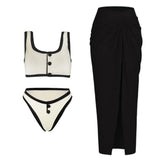 2024 Black White Retro One Piece Swimsuit Women Bow Tie Swimwear and Skirt Sexy Push Up Bathing Suit Monokini Beachwear Bodysuit