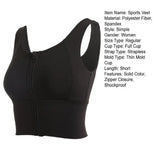Women Sports Vest Sleeveless Round Neck Zipper Closure Fitness Bra Seamless Fabric Front Zipper Removable Chest Pad Underwear