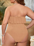 2026 Large Plus Size Swimsuit Women One Piece Ruffle Swimwear Female Solid Bathers Bathing Swimming Swim Suit Beachwear