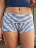 Women's Fold Over Mini Shorts Summer Fashionable Causal High Waist Bodycon Skinny Shorts Striped/Solid Color Short Pants