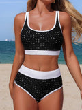 2026  Sporty High Waist Bikinis Hollow Swimsuit Women Solid Padded Swimwear Female Bathers Bathing Swimming Swim Suit Beachwear