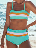 Sexy Striped Bandeau Bikini High Waist Swimsuit Women Swimwear Female Two Pieces Bikini Set Bather Bath Swimming Suit Beachwear