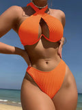 Halter Push Up Bikini 2026 Hollow Out Swimsuit Women Padded Swimwear Female Bathers Bathing Swimming Swim Suit Beachwear