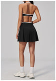 Summer New Outdoor Breathable Yoga Sets Women Color Block Shockproof Sports Bra Tennis Pleate Skirt Gym Workout Fitness Suits
