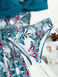 3 Pieces Push Up Bikinis 2026 Women With Kimono Beach Printed Swimsuit Sexy Swimwear Female Bathers Bathing Swimming Swim Suit
