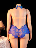 Adult Sexy Lace Teddy Bodysuit For Women Deep V Neck Open Back Halter Design Romantic Hot Women's Lingerie Babydoll Sleepwear