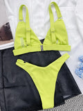 Ribbed Triangle High Cut Bikini Women Swimsuit Female Thong Swimwear Two Pieces Bikini Set Rings Bather Bathing Suit Swim Lady
