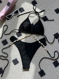 Halter Wrap Around Shell Decorated Bikini Women Swimwear Female Swimsuit Two Pieces Bikini Set Bathing Swimming Swim Suit Swim