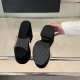 Summers Chunky Women Slippers Fashion Elegant PVC Transparent Platform Wedges Heel Slides Ladies Casual Outdoor Beach Sandalias