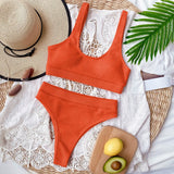5 Colors Sexy Bikini Women Solid Knitted High Waist Swimwear Swimsuit Female Bikinis Set Bathing Suit Sport Bikini Taille Haute