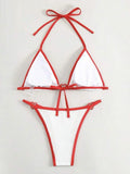 Sexy Ribbed Heart Shaped Halter Micro Bikini 2025 Women Swimsuit Female Swimwear Two Pieces Bikini Set Bathing Suit Swim Lady