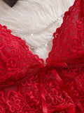 Transparent Hot Sexy Lingerie Women's Underwear See Through Flower Edging Lace Nightdress And Thongs Pijamas Sets Female Nighty