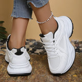 Black White Breathable Chunky Sneakers Women Korean Lace Up Platform Sneaker Shoes Woman Thick Bottom Mesh Sport Shoes Female