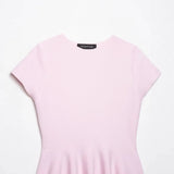 Women's Fashion Skirt Knit Top Women Pink Solid Color V Neck Short Sleeve Knit Top Hem Slim Fit Casual Elegant For Summer HFZN