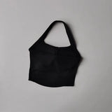 Women's Shock-Absorbing Yoga Sports Bra Neck Hanging Pleated Design Fitness Training Pilates Outdoor Vest Gathered Comfortable