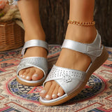 Summer Silver Thick Sole Sandals Women Comfortable Hollow Out Non Slip Platform Sandles Woman Hook Loop Soft Sole Casual Sandals