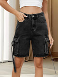 Women Cargo Denim Shorts Casual Summer Loose Solid Colors Jean Short Pants for Vacation Beach Club Streetwear