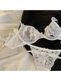 MOYISU Parisian Lace Half Cup Bra Set - Ultra-Thin Underwire Summer Lingerie with Sheer Cutouts & No Sponge Sexy French Desire