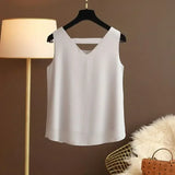 Star with The Same Halter Chiffon Vest Women's Loose Top Summer New Wear Outside with Sleeveless Short Bottom Shirt MOYISU L-5XL