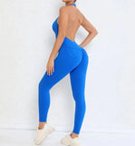 Women's Seamless Yoga Jumpsuits Sports Fitness Peach Hip-lifting Beauty Backless One-piece Pocket Tight Workout Gym Bodysuit