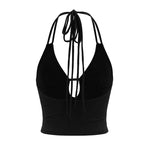 Women's Spring and Summer Camisole Studded Backless Navel Pullover Vest Top Fashionable and Sexy