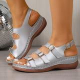 Gold Buckle Decor Thick Sole Sandals Women Summer Lightweight Platform Sandles Woman Plus Size 42 Wedges Gladiator Sandalias